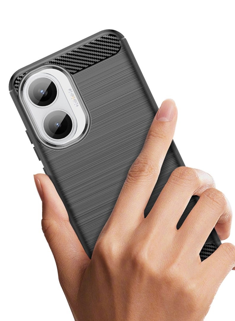 Xiaomi Redmi Turbo 4 Pro Case Cover – Rugged Shield Design, Brushed Carbon Fiber Texture, Shockproof TPU, Anti-Slip, Slim and Lightweight Protection in Black  - Image 4