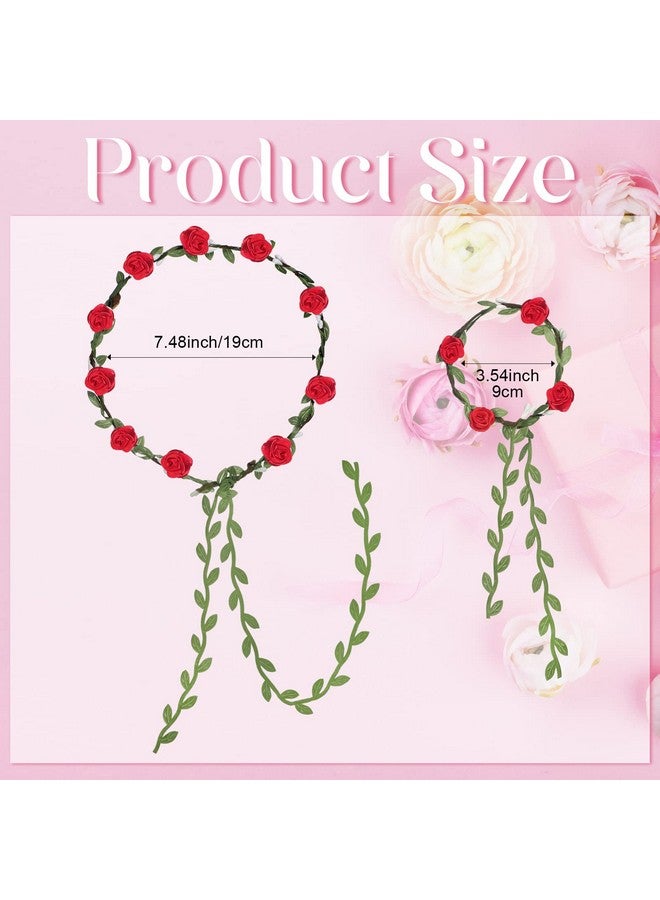 XunYee 48 Pcs Flower Crowns And Bracelets Kit 24 Boho Flower Garland Headbands Hair Wreath 24 Floral Wristbands For Girls Wedding Birthday Party Supplies - Image 2