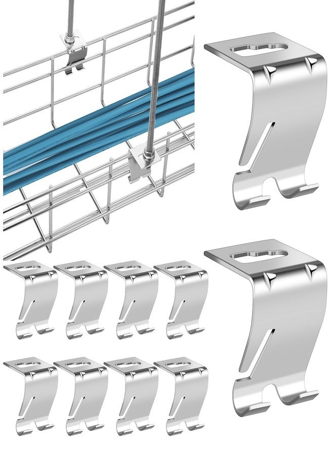 Shimeyao 10 Pcs Wire Mesh Cable Tray Ceiling Hanging Hook, Basket Tray Ceiling Support Hang Bracket, Galvanized Steel Hanging Hook for Network, Fiber Optic, Cabling Accessory - Image 1