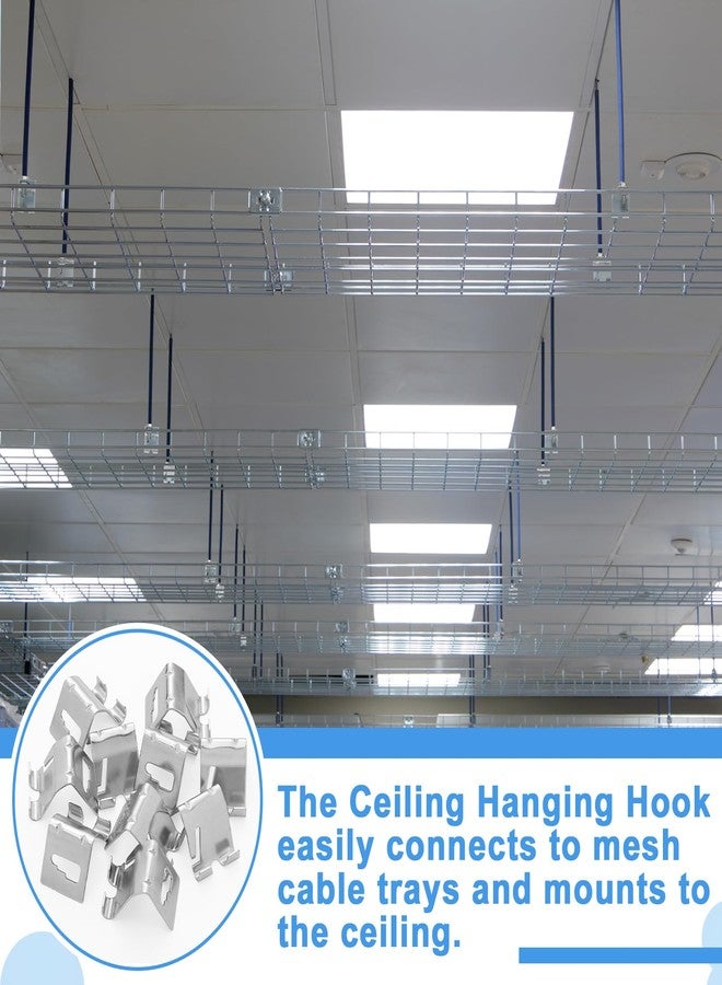 Shimeyao 10 Pcs Wire Mesh Cable Tray Ceiling Hanging Hook, Basket Tray Ceiling Support Hang Bracket, Galvanized Steel Hanging Hook for Network, Fiber Optic, Cabling Accessory - Image 5