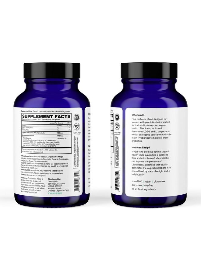 Ora Organic Ora Organic Prebiotics and Probiotics for Women - Lactobacillus for Vaginal and Urinary Tract Health, Contains 16 Billion CFU, 6 Strains - 1 Month Supply, 60 Vegan Probiotic Capsules  - Image 4