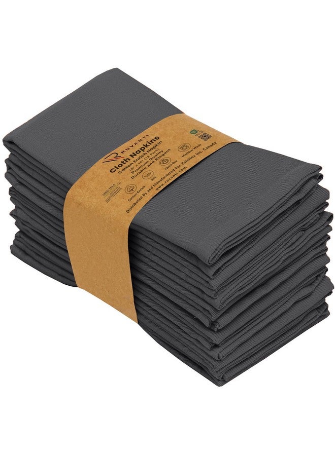 Ruvanti Cloth Napkins Set of 12, 18x18 Inches Napkins Cloth Washable, Soft, Durable, Absorbent, Cotton Blend. Table Dinner Napkins Cloth for Hotel, Lunch, Restaurant, Weddings, Parties - Dark Grey - Image 1