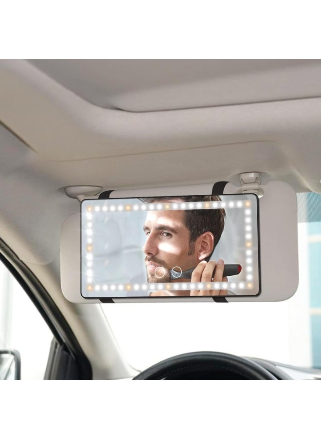 CENXI Car Sun Visor Vanity Mirror, Rechargeable Makeup Mirror, Dimmable Clip-on Rear View Sun-Shading Cosmetic With Touch Screen, Universal for Car Truck SUV  - Image 2