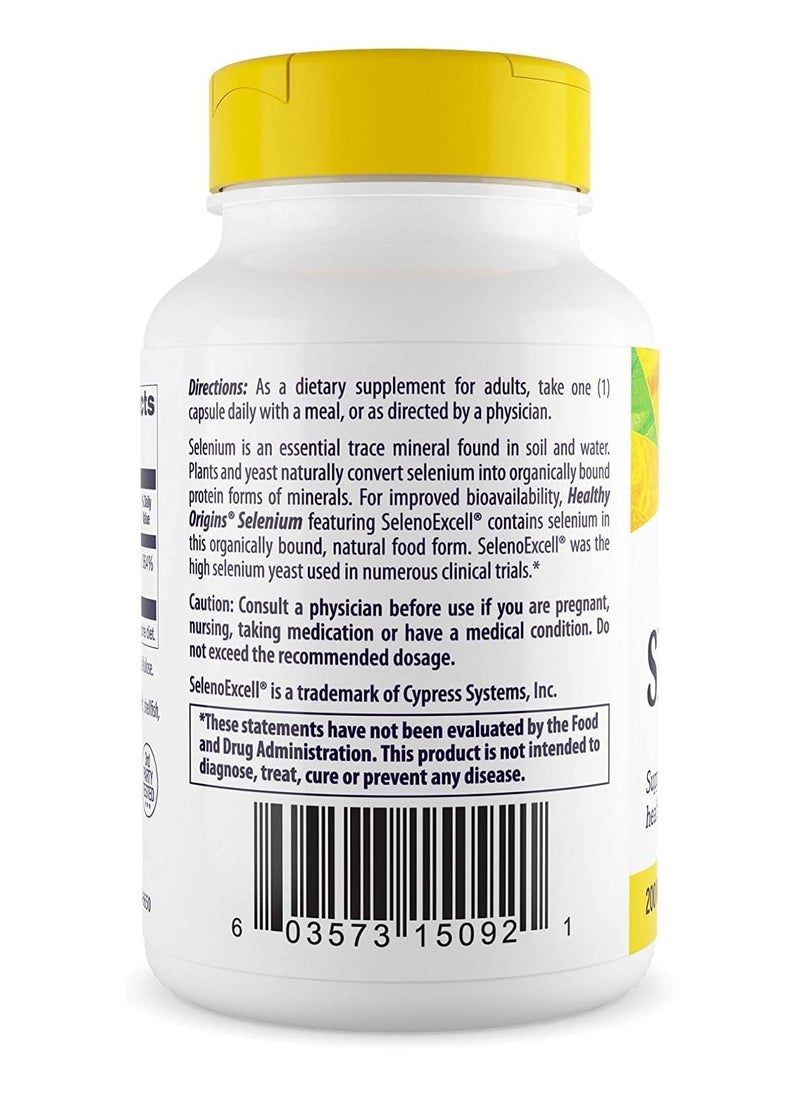 Healthy Origins - Selenium, 200 mcg (Seleno Excell ) - Supports cellular health and healthy immune function- 180 Capsules - Image 1