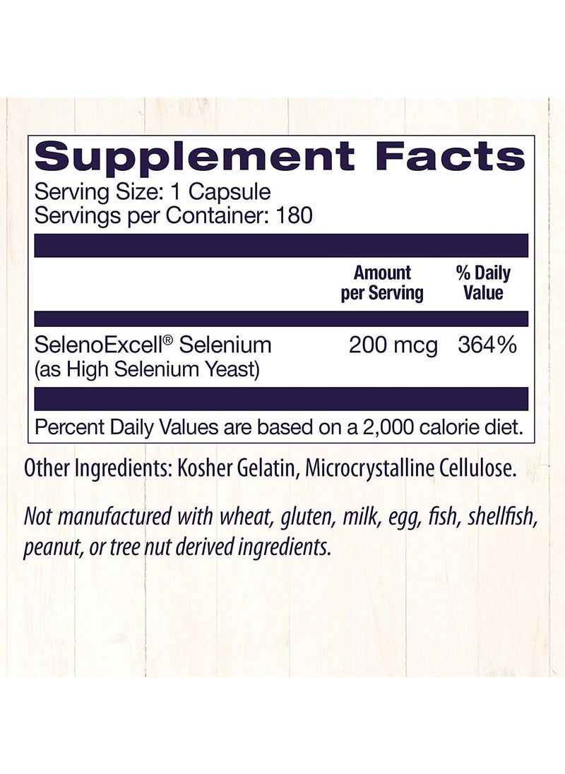 Healthy Origins - Selenium, 200 mcg (Seleno Excell ) - Supports cellular health and healthy immune function- 180 Capsules - Image 1