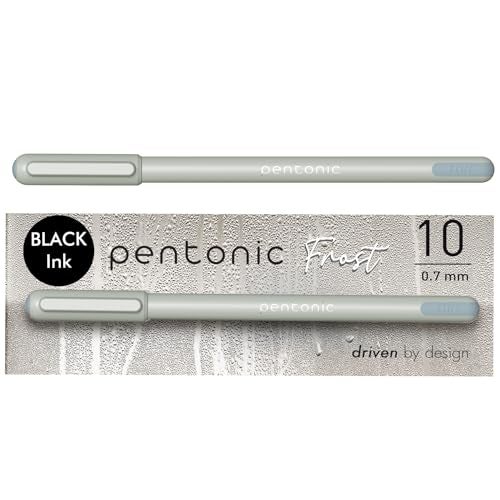 Pentonic Ballpoint Pens, 10 Count, Frosted Pale Gray Barrel with Black Ink, 0.7 mm Fine Point, Smooth Writing For Journaling & Note Taking (PEN13086) - Image 1