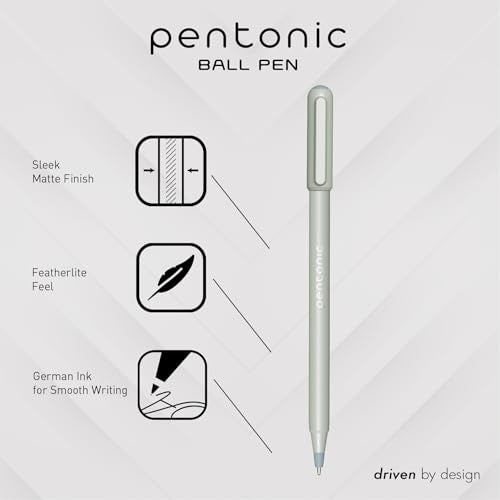 Pentonic Ballpoint Pens, 10 Count, Frosted Pale Gray Barrel with Black Ink, 0.7 mm Fine Point, Smooth Writing For Journaling & Note Taking (PEN13086) - Image 2