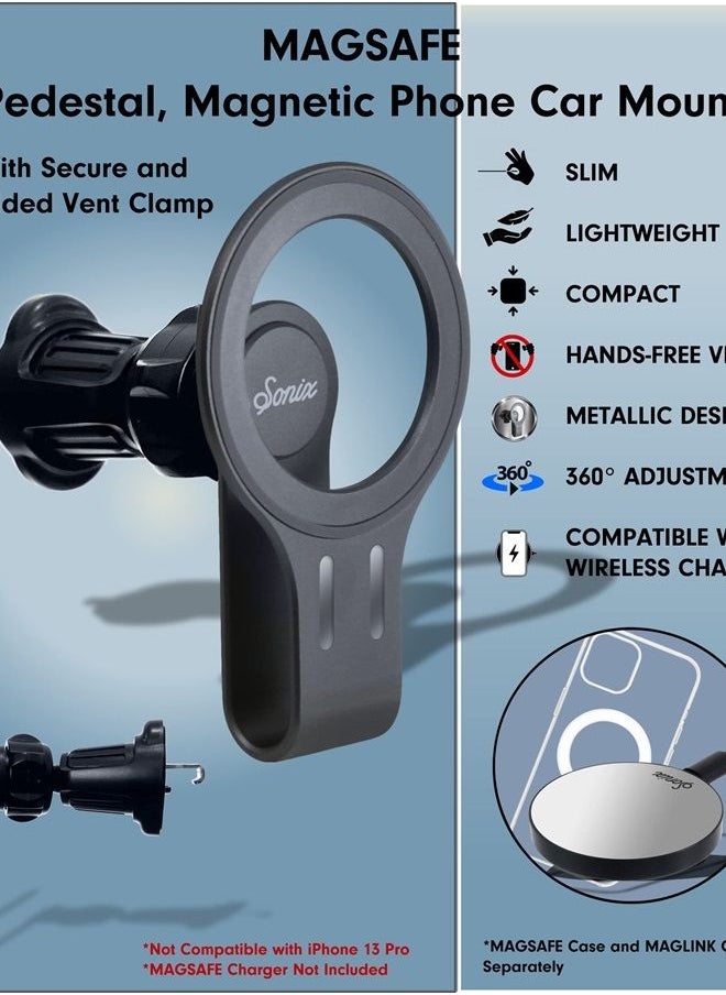 Sonix - Magnetic Phone Car Mount, Compatible with MagSafe Cases and MagSafe Wireless Charger for and iPhone 14/13 / 12 Series, Hands Free Cell Phone Holder with Secure Vent Clip - Graphite - Image 1