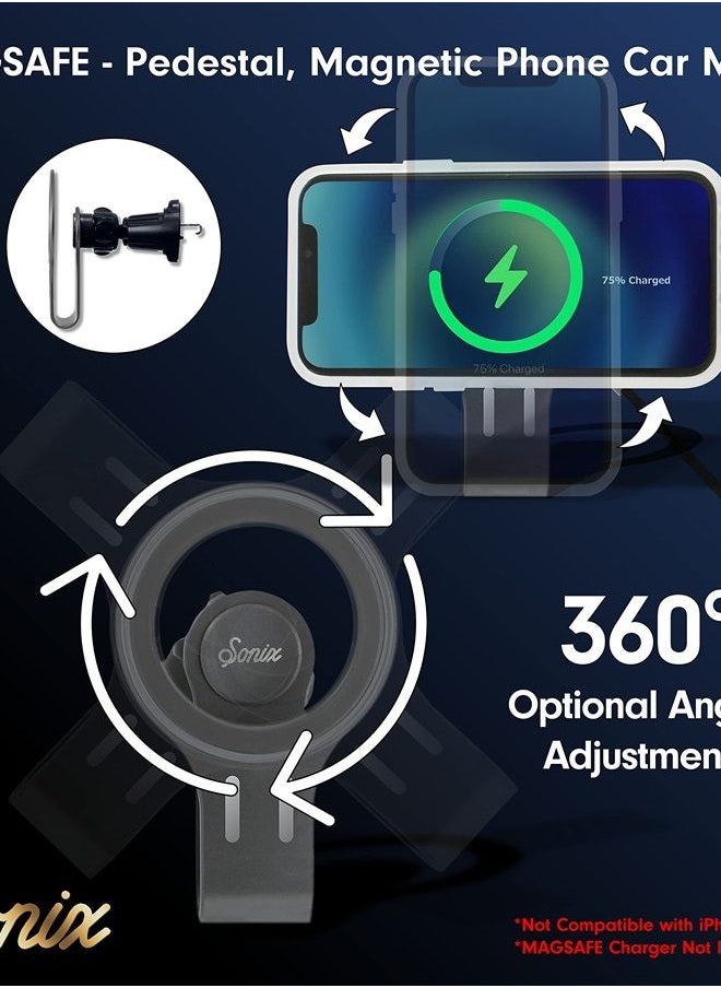 Sonix - Magnetic Phone Car Mount, Compatible with MagSafe Cases and MagSafe Wireless Charger for and iPhone 14/13 / 12 Series, Hands Free Cell Phone Holder with Secure Vent Clip - Graphite - Image 1
