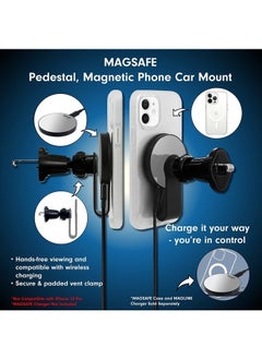 Sonix Magnetic Phone Car Mount, Compatible with MagSafe Cases and MagSafe Wireless Charger for and iPhone 14/13 / 12 Series, Hands Free Cell Phone Holder with Secure Vent Clip - Graphite  - Image 5
