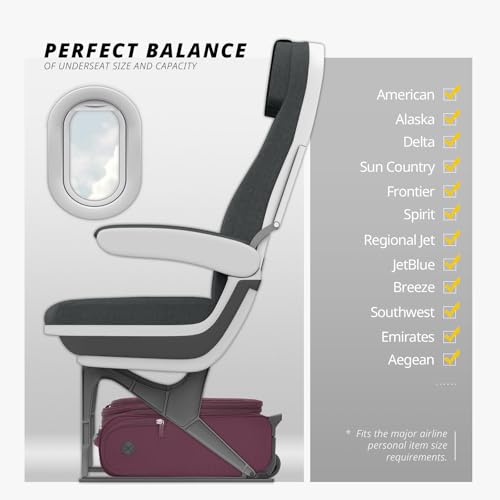 Verage 16 inch Underseat Carry On Luggage with Wheels, Grape red Softside Small Suitcase Spinner Wheeled Rolling Travel Laptop Bag for Airlines Airplanes Short Trip Men Women - Image 3