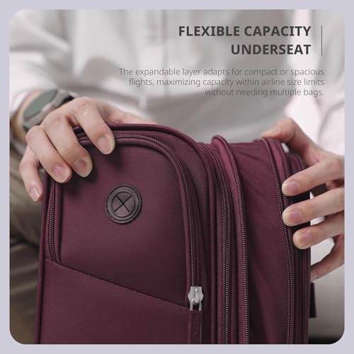 Verage 16 inch Underseat Carry On Luggage with Wheels, Grape red Softside Small Suitcase Spinner Wheeled Rolling Travel Laptop Bag for Airlines Airplanes Short Trip Men Women - Image 4