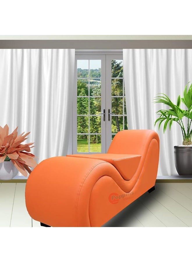 Poppins HOME S-Shape Love Sofa Modern Loveseats Yoga Chaise lounge With Center cushion (Orange) - Image 3