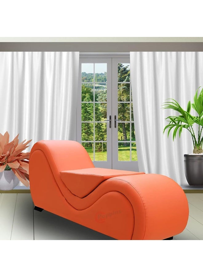 Poppins HOME S-Shape Love Sofa Modern Loveseats Yoga Chaise lounge With Center cushion (Orange) - Image 4