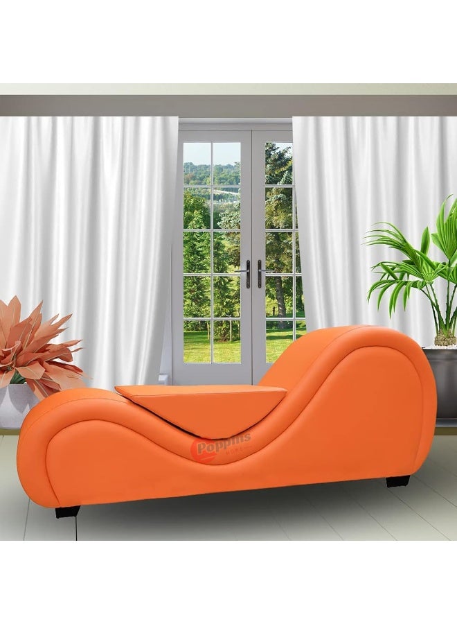 Poppins HOME S-Shape Love Sofa Modern Loveseats Yoga Chaise lounge With Center cushion (Orange) - Image 1
