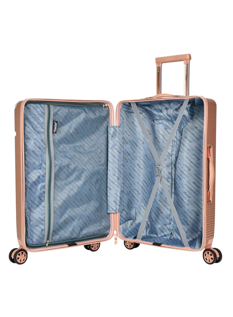 SENATOR Hard Case Trolley Luggage Set For Unisex ABS Lightweight 4 Double Wheeled Suitcase With Built In TSA Type lock A5123 Set Of 4 Rose Gold
