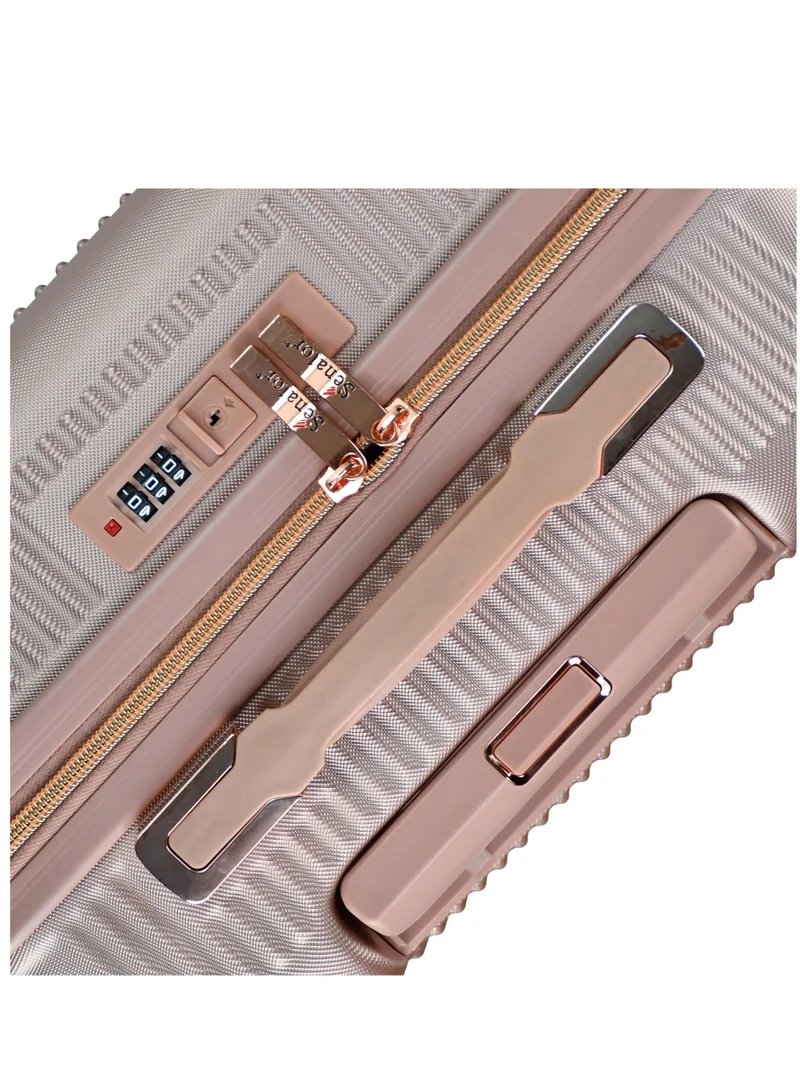 SENATOR Hard Case Trolley Luggage Set For Unisex ABS Lightweight 4 Double Wheeled Suitcase With Built In TSA Type lock A5123 Set Of 4 Rose Gold