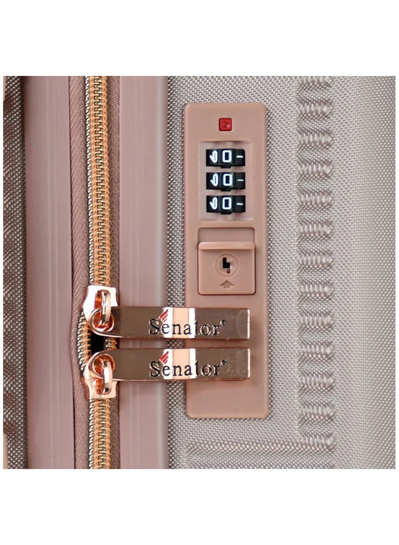 SENATOR Hard Case Trolley Luggage Set For Unisex ABS Lightweight 4 Double Wheeled Suitcase With Built In TSA Type lock A5123 Set Of 4 Rose Gold
