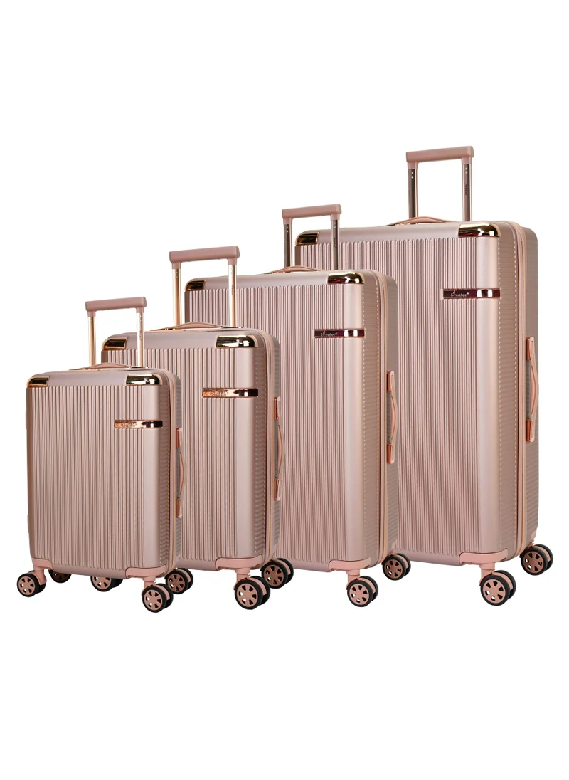 SENATOR Hard Case Trolley Luggage Set For Unisex ABS Lightweight 4 Double Wheeled Suitcase With Built In TSA Type lock A5123 Set Of 4 Rose Gold