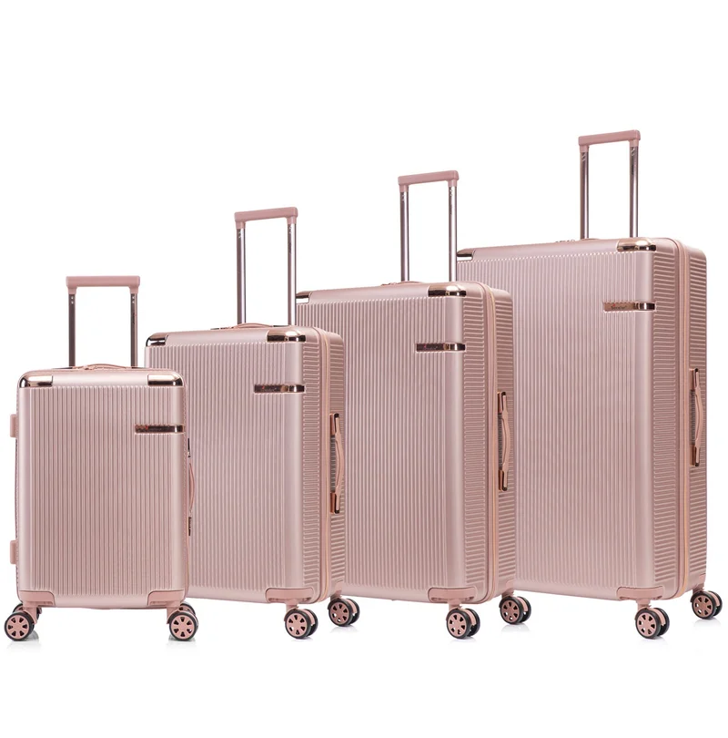 SENATOR Hard Case Trolley Luggage Set For Unisex ABS Lightweight 4 Double Wheeled Suitcase With Built In TSA Type lock A5123 Set Of 4 Rose Gold