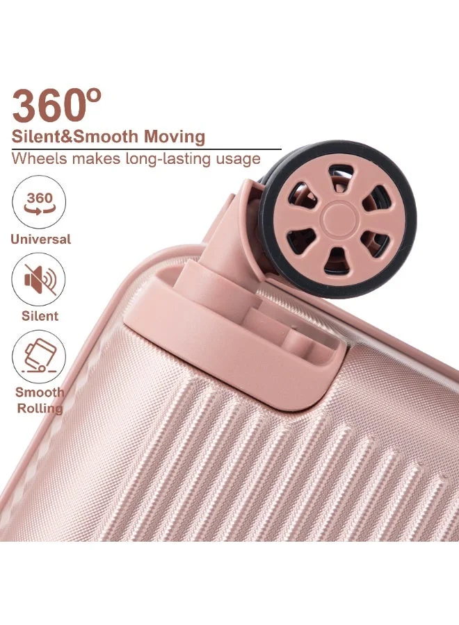 Senator Rose Gold Hard Case Trolley Luggage Set For Unisex ABS Lightweight 4 Double Wheeled Suitcase With Built In TSA Type lock A5123 Set Of 4 Rose Gold  | Best Price UAE