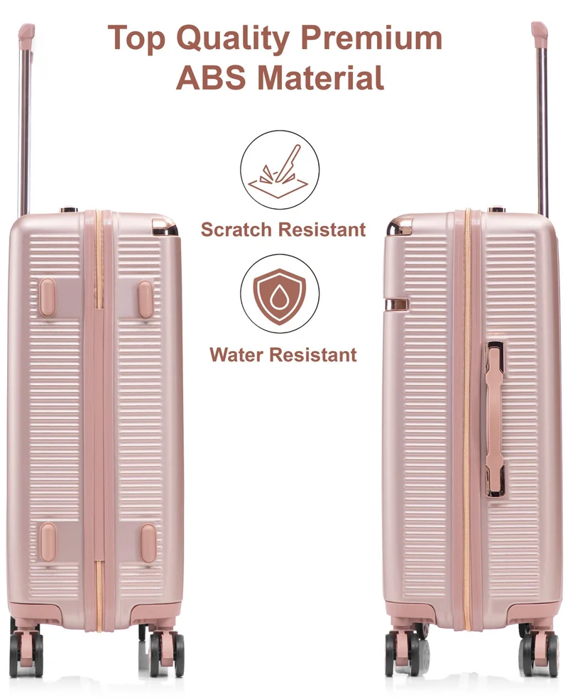 Senator Rose Gold Hard Case Trolley Luggage Set For Unisex ABS Lightweight 4 Double Wheeled Suitcase With Built In TSA Type lock A5123 Set Of 4 Rose Gold  | Best Price UAE