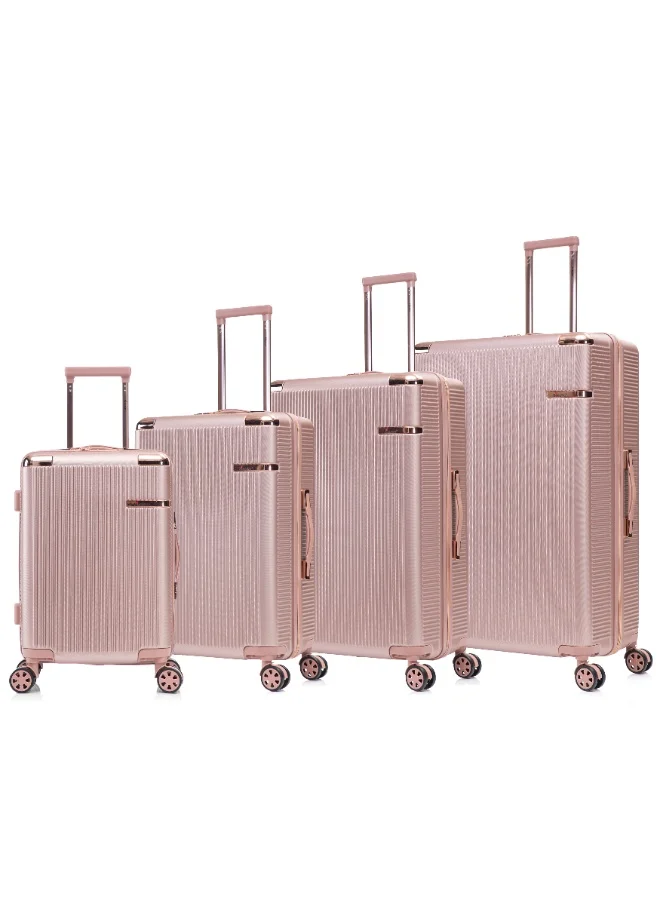 سيناتور مجموعة حقائب سفر بعجلات صلبة للجنسين من  خفيفة الوزن بأربع عجلات مزدوجة مع قفل  مدمج، مجموعة من  قطع، لون ذهبي وردي