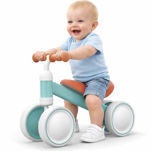 EXVITO Kids Baby Balance Bike for 1-2 Years Old Boys and Girls, Toddler Best Birthday Gift | Toddler Bike with 4-Wheel Stability | Easy to Use Effective for Hardwood, Tile, and Laminate (Green) - Image 1