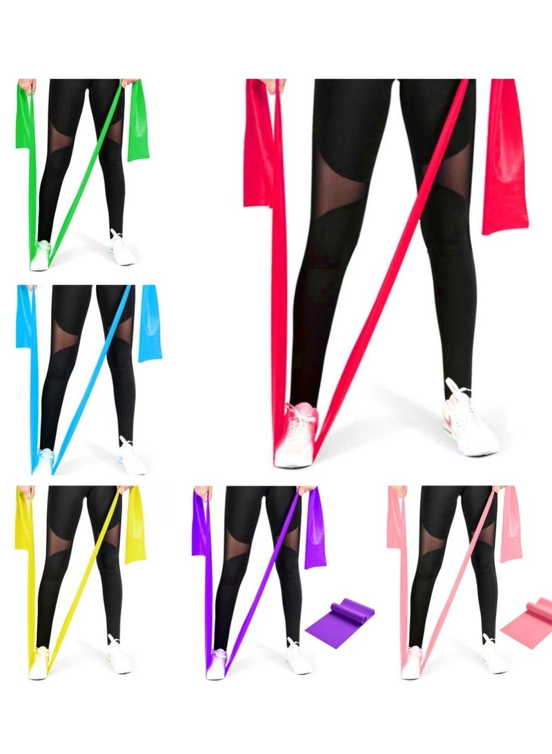 مجموعة من 6 أحزمة مقاومة - أحزمة تمارين رياضية خالية من اللاتكس، أحزمة مطاطية للتمارين الرياضية للنساء والرجال، مجموعة أحزمة تمارين لتدريب القوة واللياقة البدنية واليوغا في الصالة الرياضية (6 ألوان) - Image 1