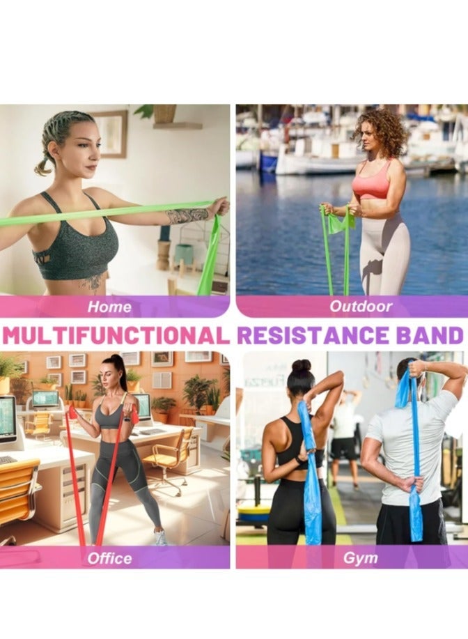 مجموعة من 6 أحزمة مقاومة - أحزمة تمارين رياضية خالية من اللاتكس، أحزمة مطاطية للتمارين الرياضية للنساء والرجال، مجموعة أحزمة تمارين لتدريب القوة واللياقة البدنية واليوغا في الصالة الرياضية (6 ألوان) - Image 5