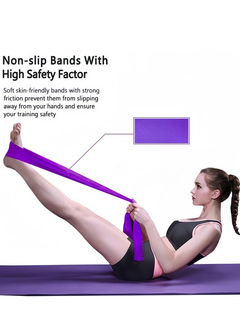 مجموعة من 6 أحزمة مقاومة - أحزمة تمارين رياضية خالية من اللاتكس، أحزمة مطاطية للتمارين الرياضية للنساء والرجال، مجموعة أحزمة تمارين لتدريب القوة واللياقة البدنية واليوغا في الصالة الرياضية (6 ألوان) - Image 4