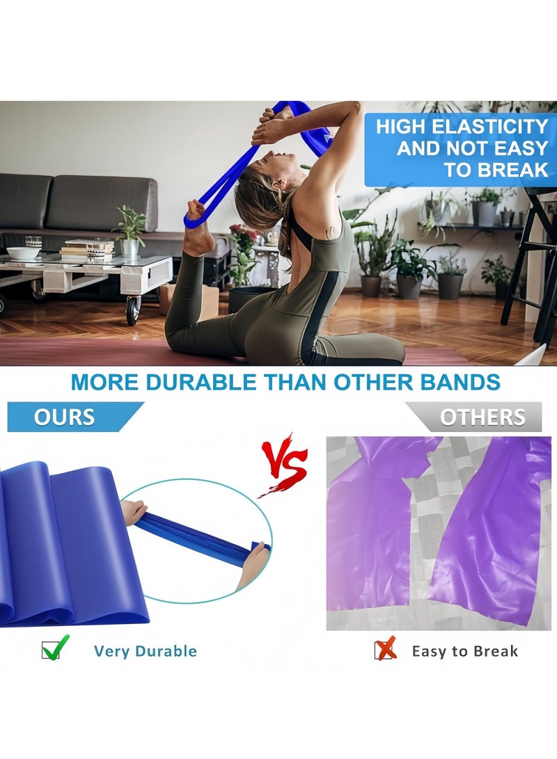 مجموعة من 6 أحزمة مقاومة - أحزمة تمارين رياضية خالية من اللاتكس، أحزمة مطاطية للتمارين الرياضية للنساء والرجال، مجموعة أحزمة تمارين لتدريب القوة واللياقة البدنية واليوغا في الصالة الرياضية (6 ألوان) - Image 3