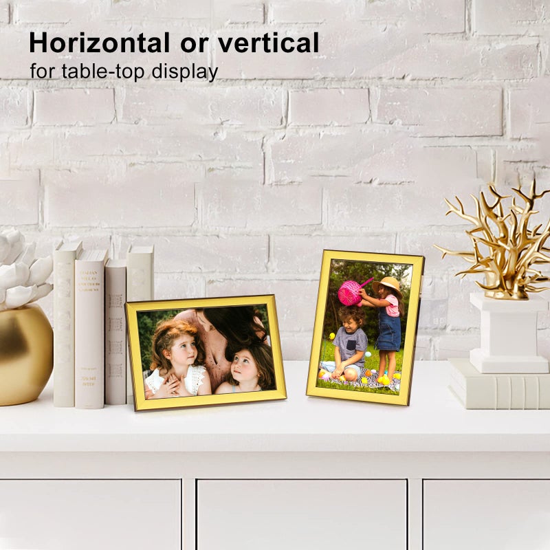 KINLINK 4x6 Picture Frames Gold  Photo Frames with Real Glass for Table Top and Wall Mounting  Composite Wood Picture Frames for Horizontal or Vertical Display - Set of 4 - Image 5