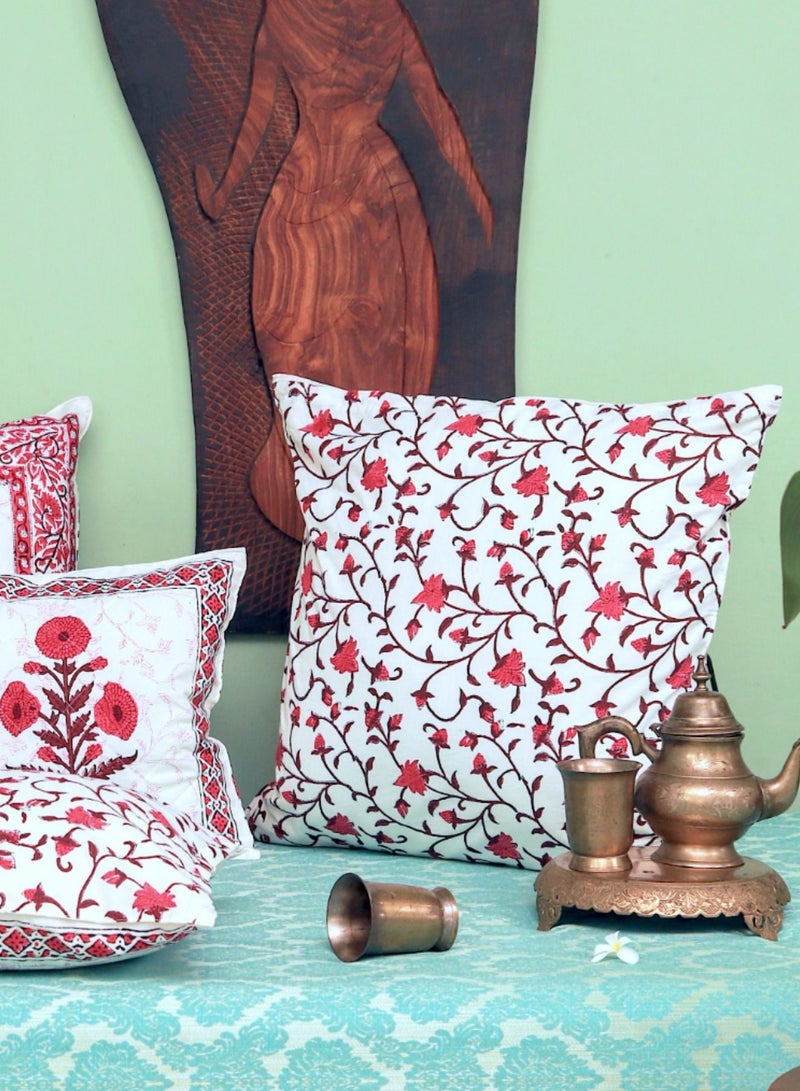OJARIYA Hand Block Printed Pink Rose Organic Soft Cotton Quilted Cushion Cover 65 Cm X 65 Cm - Image 5