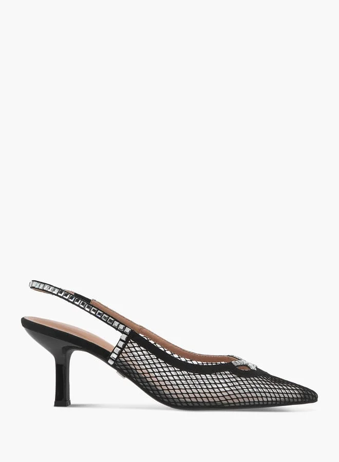 Celeste Women's Embellished Slingback Shoes with Kitten Heels