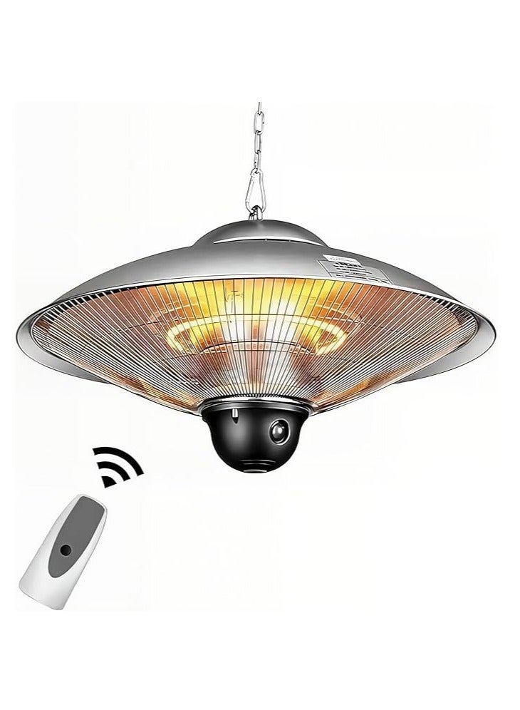 مدفأة كهربائية للفناء - مدفأة معلقة في السقف بقوة ٢٢٠٠ واط | تصميم على شكل مظلة | جهاز تحكم عن بُعد | للاستخدام الداخلي والخارجي - Image 1