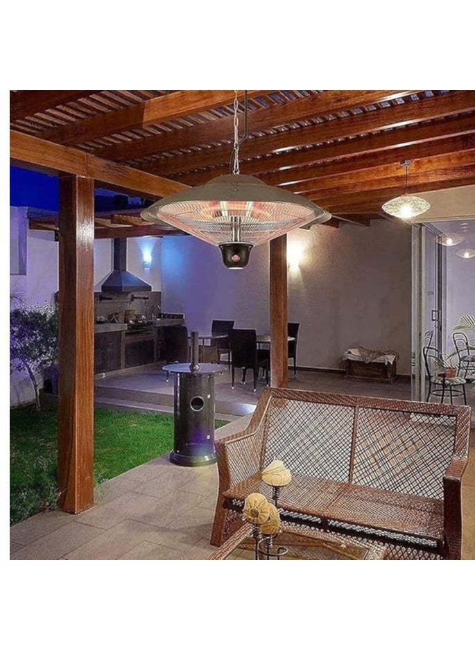 مدفأة كهربائية للفناء - مدفأة معلقة في السقف بقوة ٢٢٠٠ واط | تصميم على شكل مظلة | جهاز تحكم عن بُعد | للاستخدام الداخلي والخارجي - Image 2