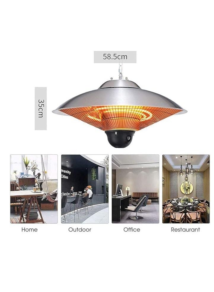 مدفأة كهربائية للفناء - مدفأة معلقة في السقف بقوة ٢٢٠٠ واط | تصميم على شكل مظلة | جهاز تحكم عن بُعد | للاستخدام الداخلي والخارجي - Image 3