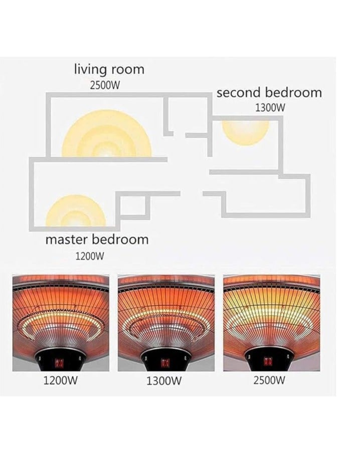 مدفأة كهربائية للفناء - مدفأة معلقة في السقف بقوة ٢٢٠٠ واط | تصميم على شكل مظلة | جهاز تحكم عن بُعد | للاستخدام الداخلي والخارجي - Image 4