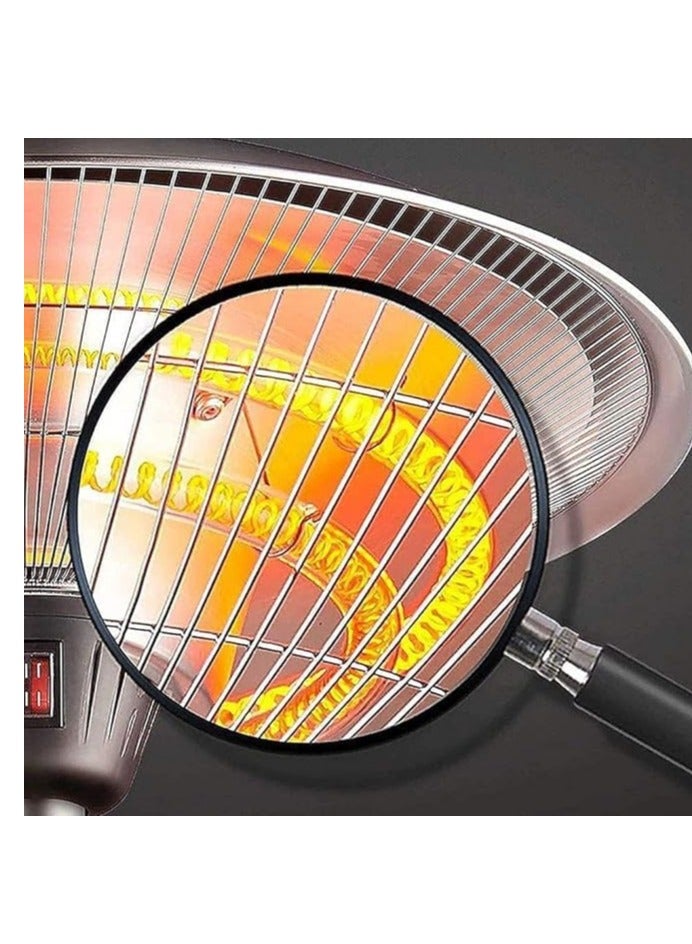 مدفأة كهربائية للفناء - مدفأة معلقة في السقف بقوة ٢٢٠٠ واط | تصميم على شكل مظلة | جهاز تحكم عن بُعد | للاستخدام الداخلي والخارجي - Image 5