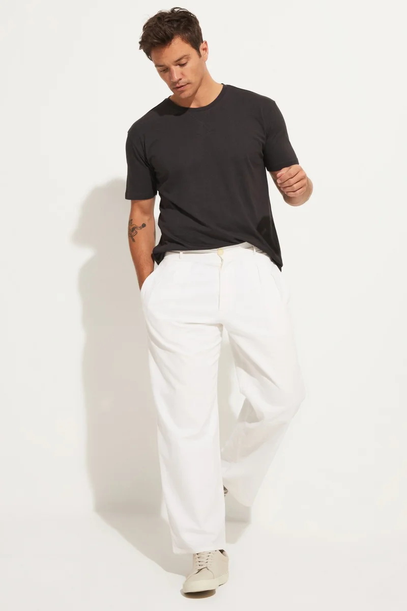 JUNE Men's Oversize 100% Cotton Cardigan Collar Detail T-Shirt