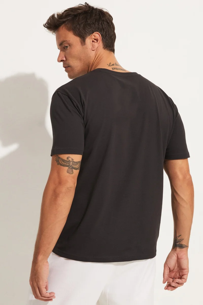 JUNE Men's Oversize 100% Cotton Cardigan Collar Detail T-Shirt