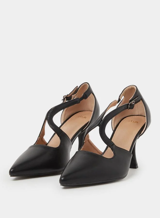 Styli Black Pointed Toe High Heel Formal Pumps