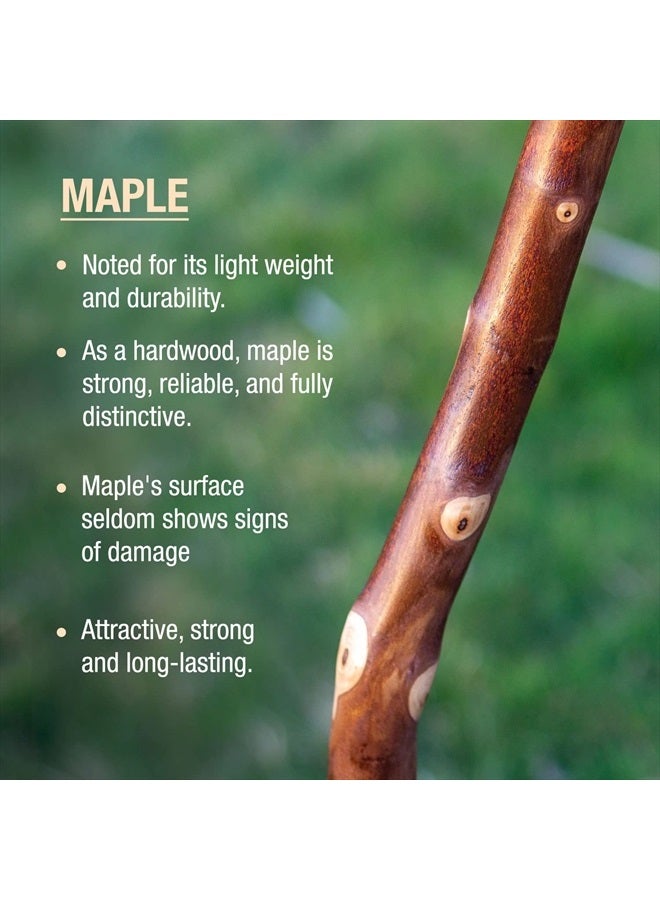 Brazos Rustic Wood Walking Stick, Maple, Traditional Style Handle, for Men & Women, Made in the USA, 55" - Image 3