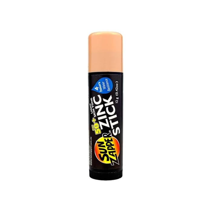 Sun Zapper Zinc Oxide Sunscreen Stick SPF 50+ Light Skin Tone – Mineral Sunscreen for Face and Body, Water Resistant Sunblock for Sensitive Skin,Travel Size 12g (0.42 oz), Australian Made
