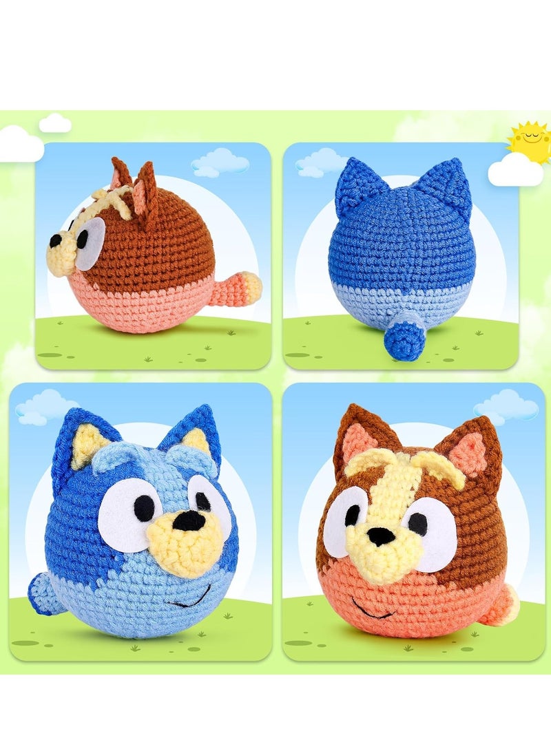 SYOSI Crochet Kit for Beginners, Beginner Adults with Step-by-Step Video Tutorials, DIY Animal Kits Kids Knitting Supplies, 2 Pack Cattle Dog (40%+ Yarn) - Image 3