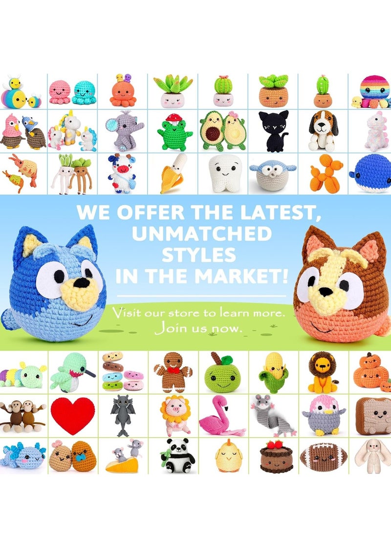 SYOSI Crochet Kit for Beginners, Beginner Adults with Step-by-Step Video Tutorials, DIY Animal Kits Kids Knitting Supplies, 2 Pack Cattle Dog (40%+ Yarn) - Image 5