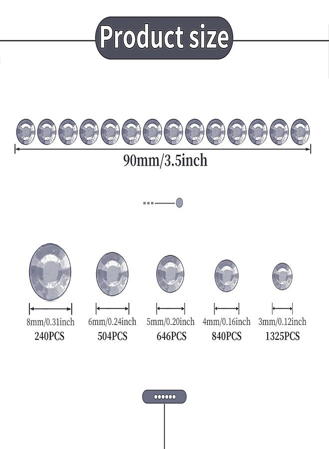 Jacnkb 3555pcs Self Adhesive Face Gems for Makeup, Festival Jewels, Hair Gems, Rhinestone Stickers for Face, Eye, Makeup, Nail, Body, Crafts 5sheets (white-3/4/5/6/8mm) - Image 2