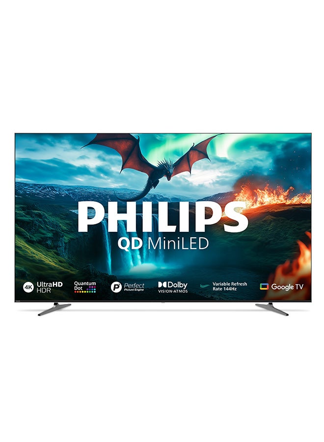 Philips 75 inch QD MiniLED 4K Google TV | 144Hz HDMI 2.1 Gaming TV with VRR & ALLM | Dolby Vision, Dolby Atmos | Premium Smart TV 75MLED800/56 black