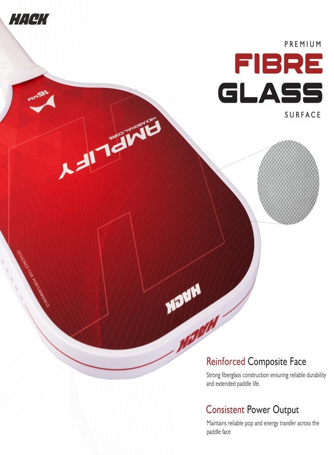 Hack Athletics Amplify Professional Pickleball Paddle for Men & Women -16mm Fiberglass Surface, Elongated Shape, Long Handle Power & Lively Pop, Includes Paddle Bag (Single Paddle) - Image 3